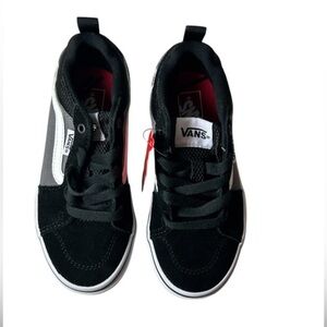 Vans Kids Off the Wall‎ (boys) black, gray and white sneakers, NWOT, size 12.0.